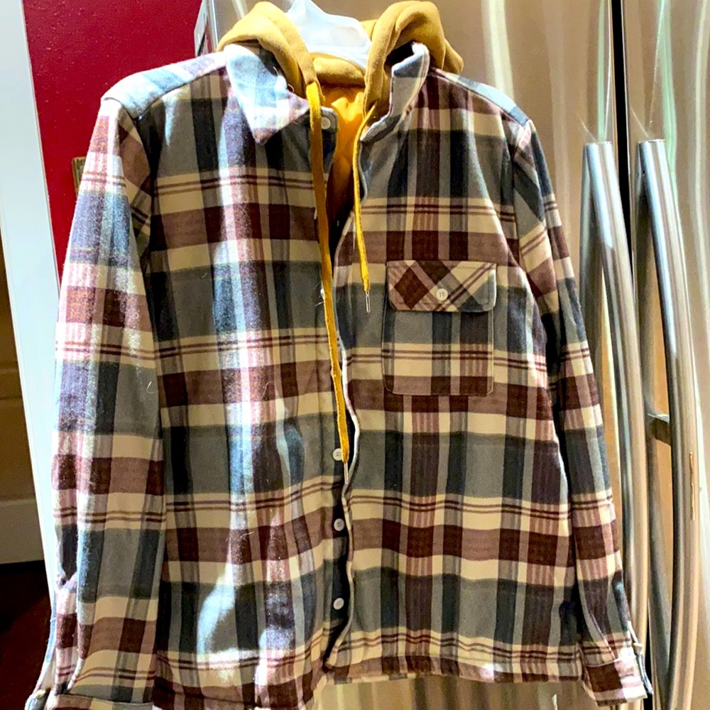Men’s large flannel zip and button up jacket. NWOT